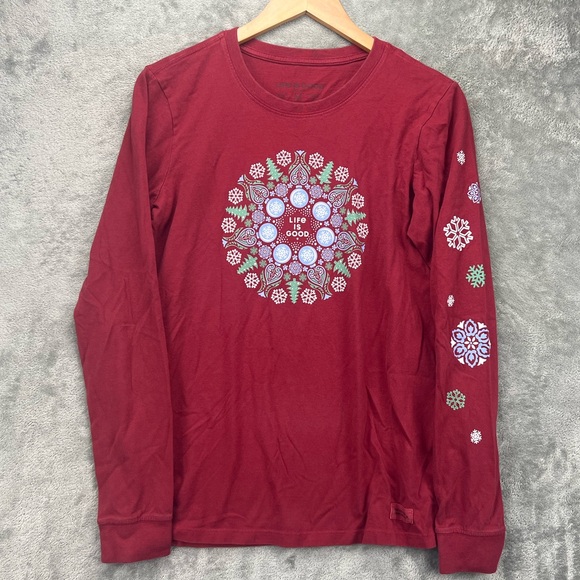 Life is Good Winter Wonderland Mandala Long Sleeve Crusher Tee Shirt Women’s Med - Picture 2 of 8